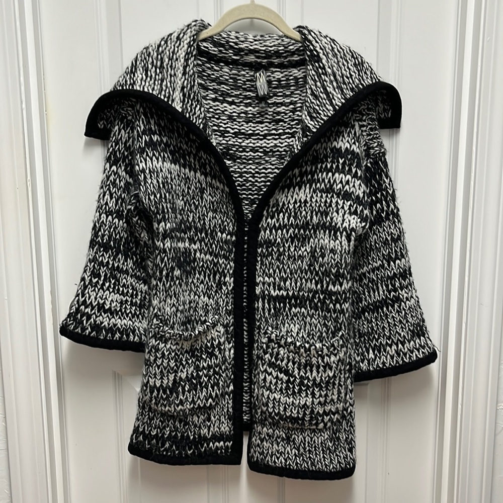 Vintage MARLA WYNNE Womens Heavyweight Jacket Black & White Jacquard coat